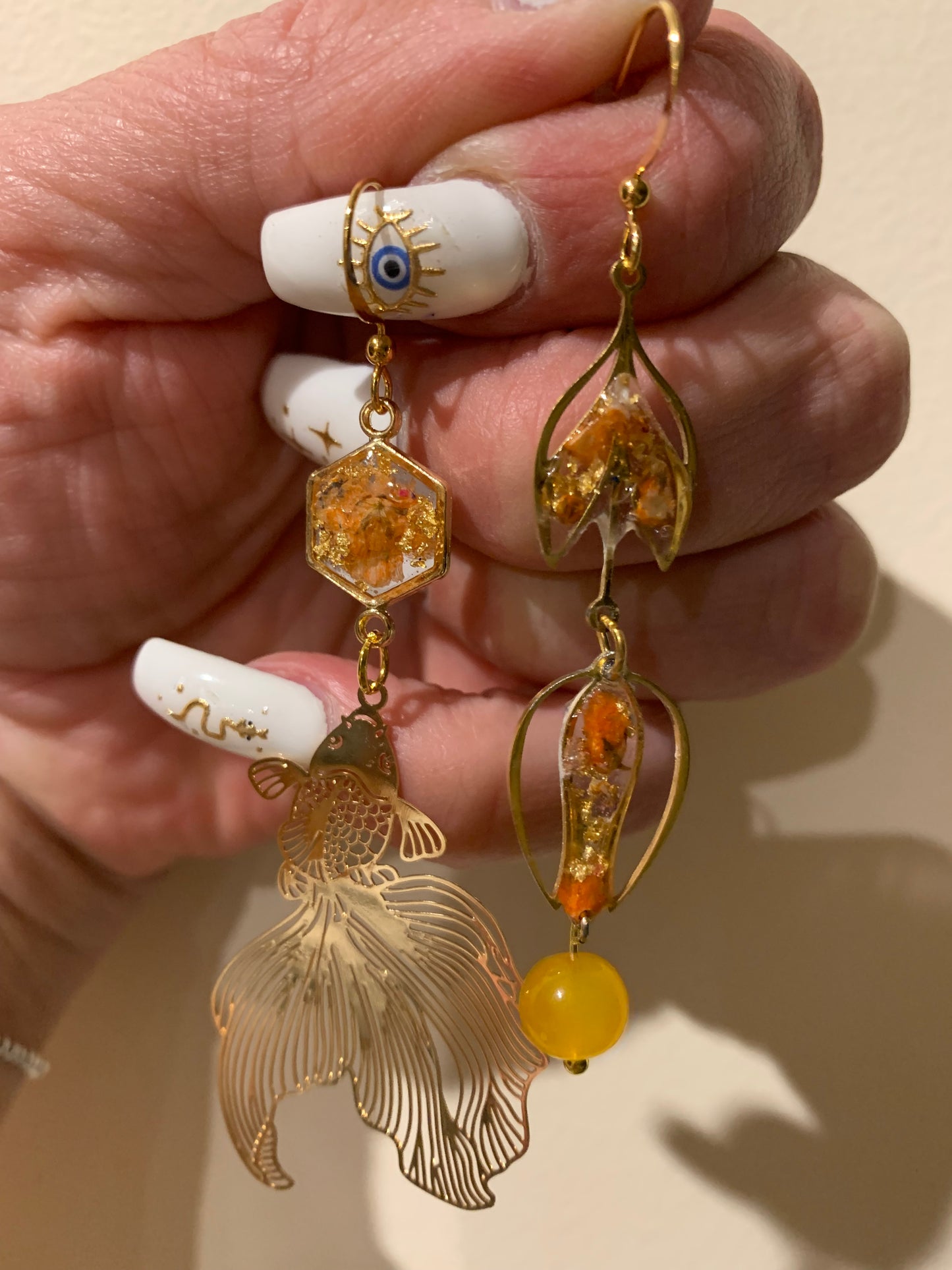 Floral fish earrings
