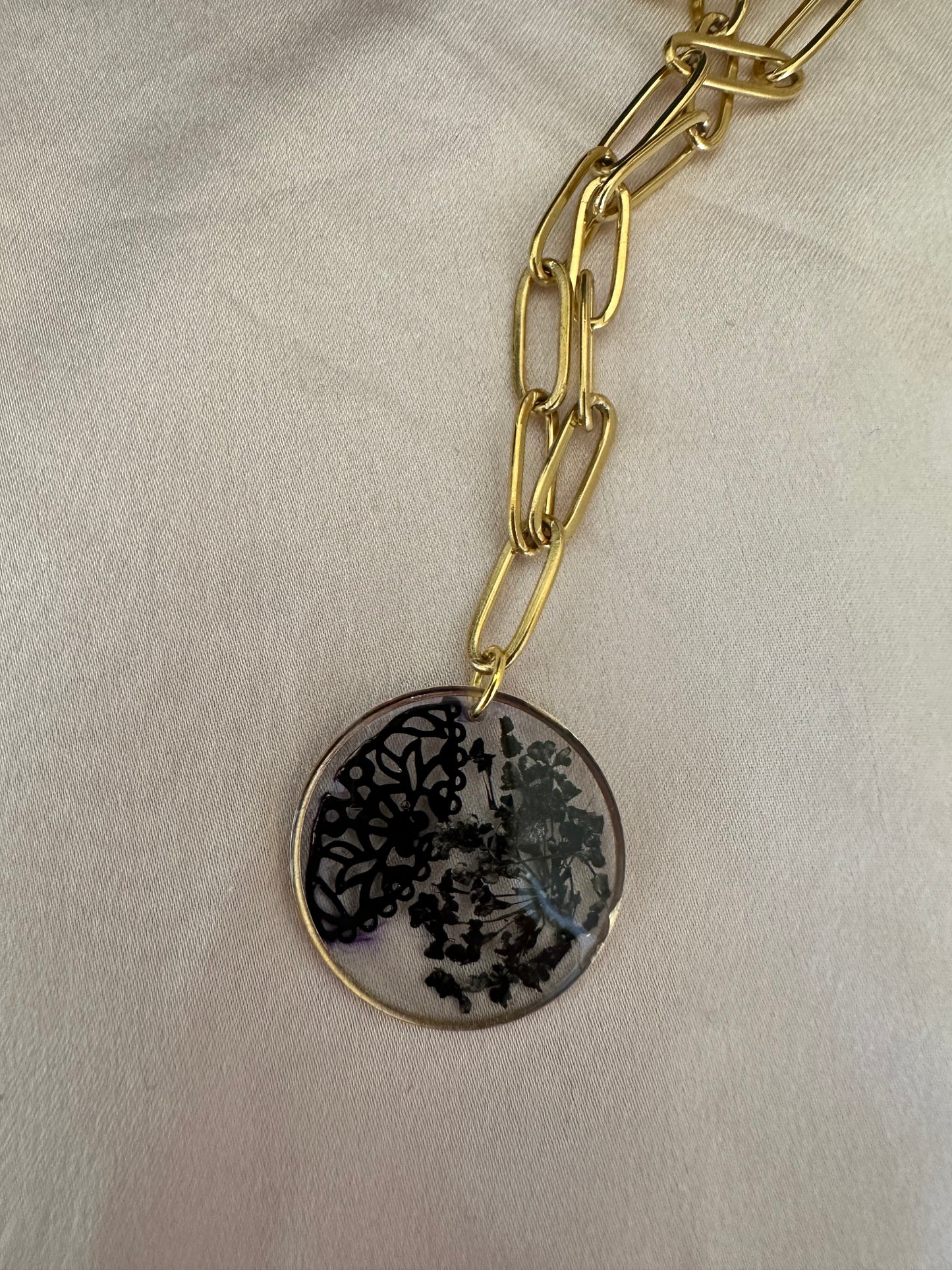 Black floral necklace