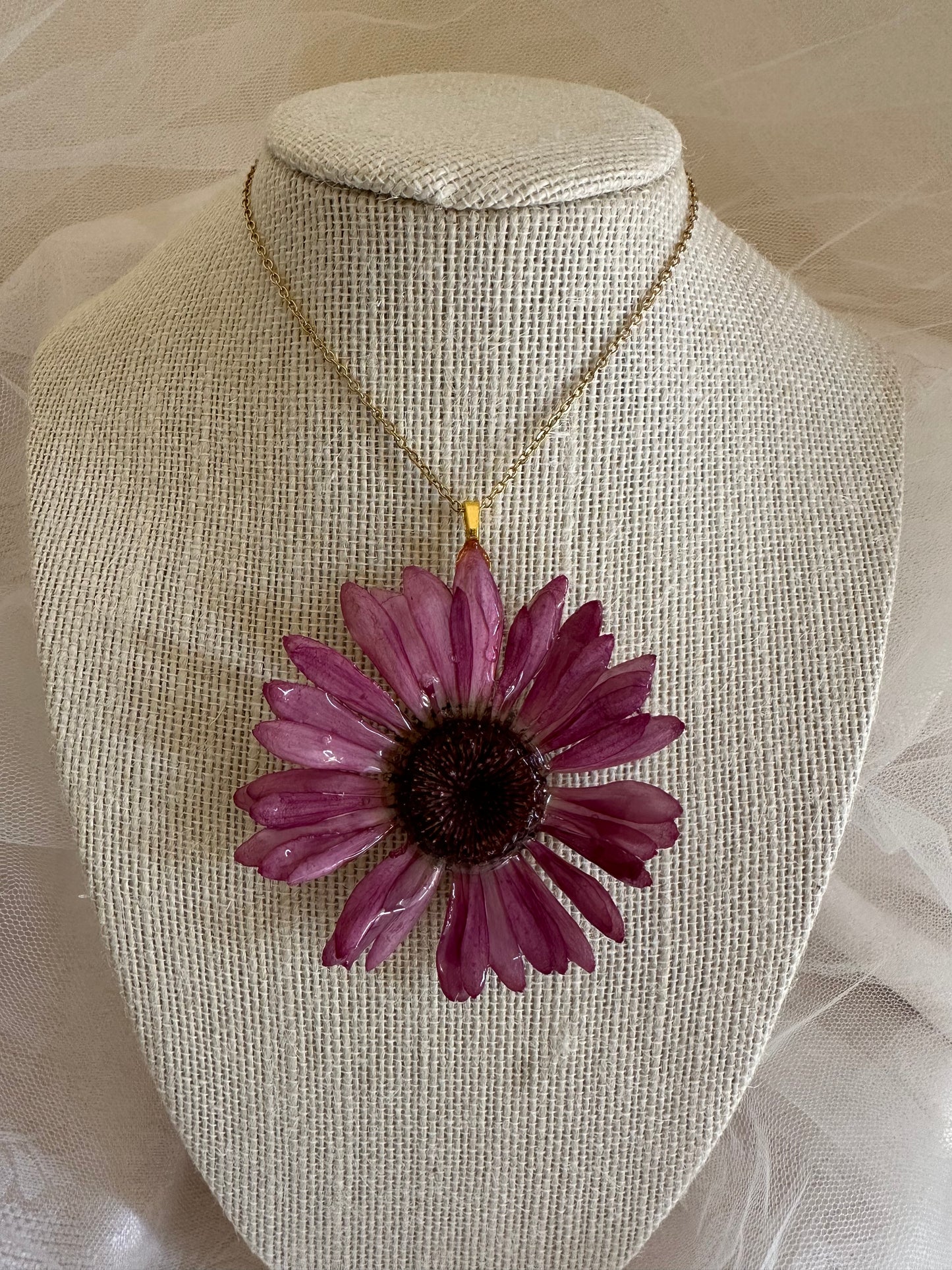 Hot pink gerbera necklace