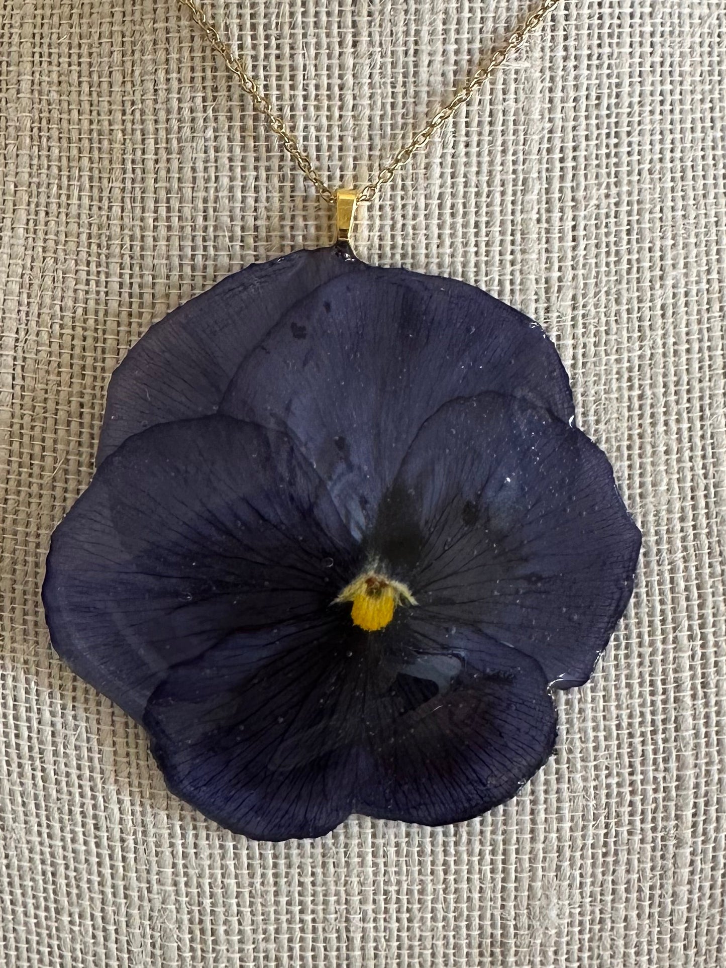 Large purple pansy necklace