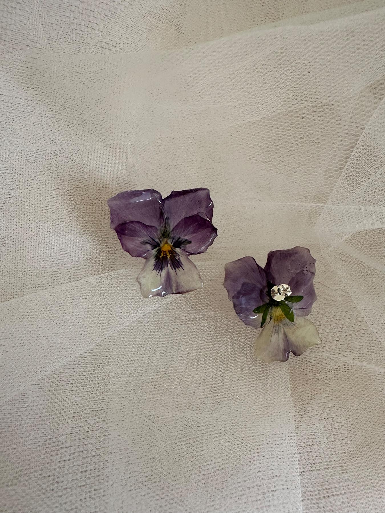 Violet pansy earrings