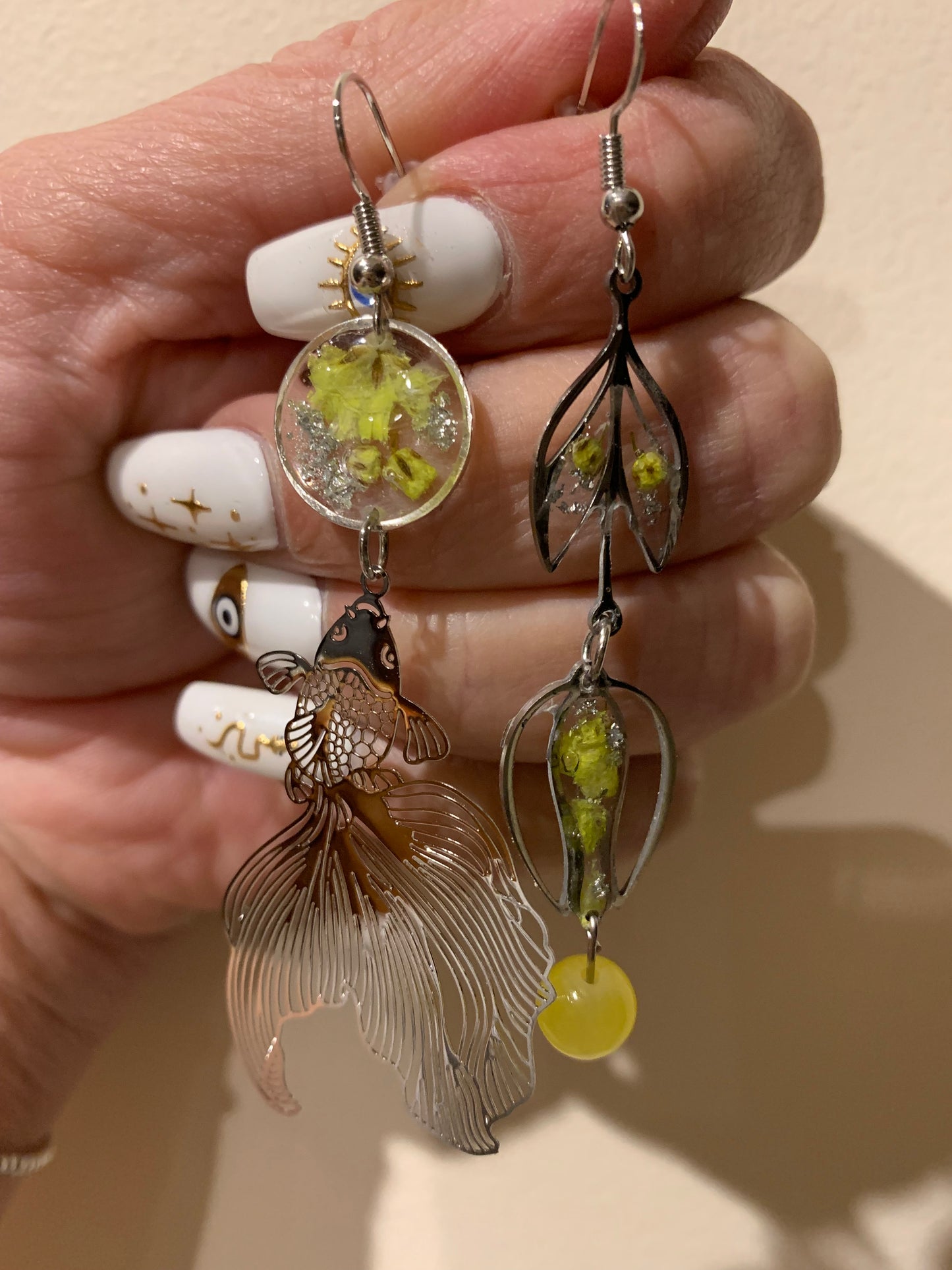 Floral fish earrings