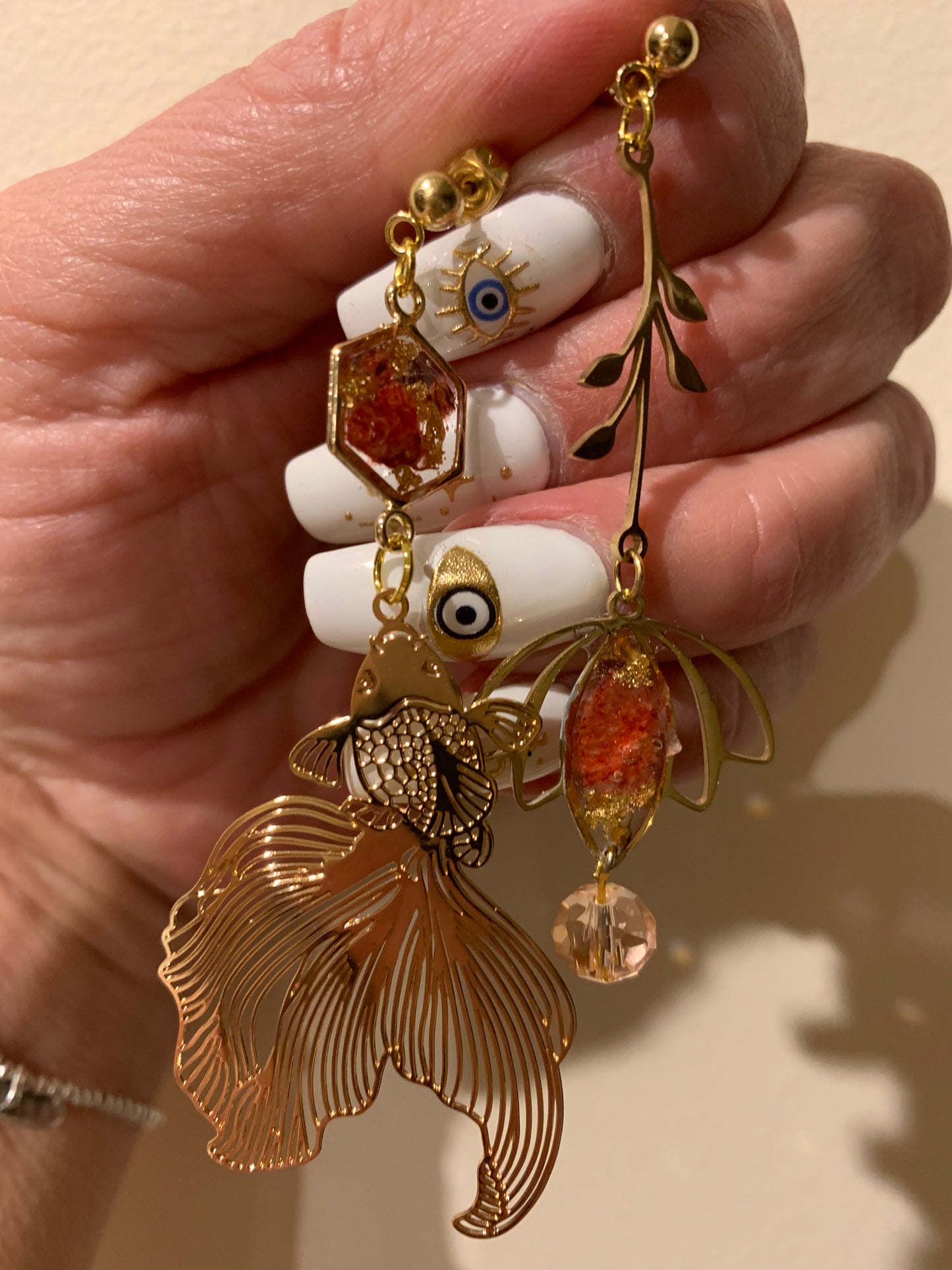Floral fish earrings