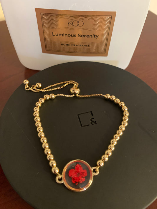 Floral ball slider bracelet