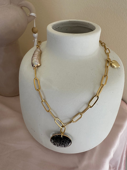 Black floral necklace