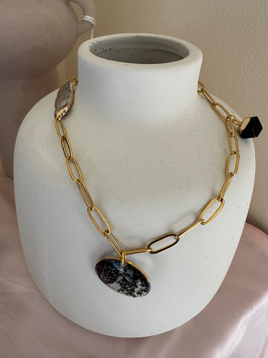 Black floral necklace