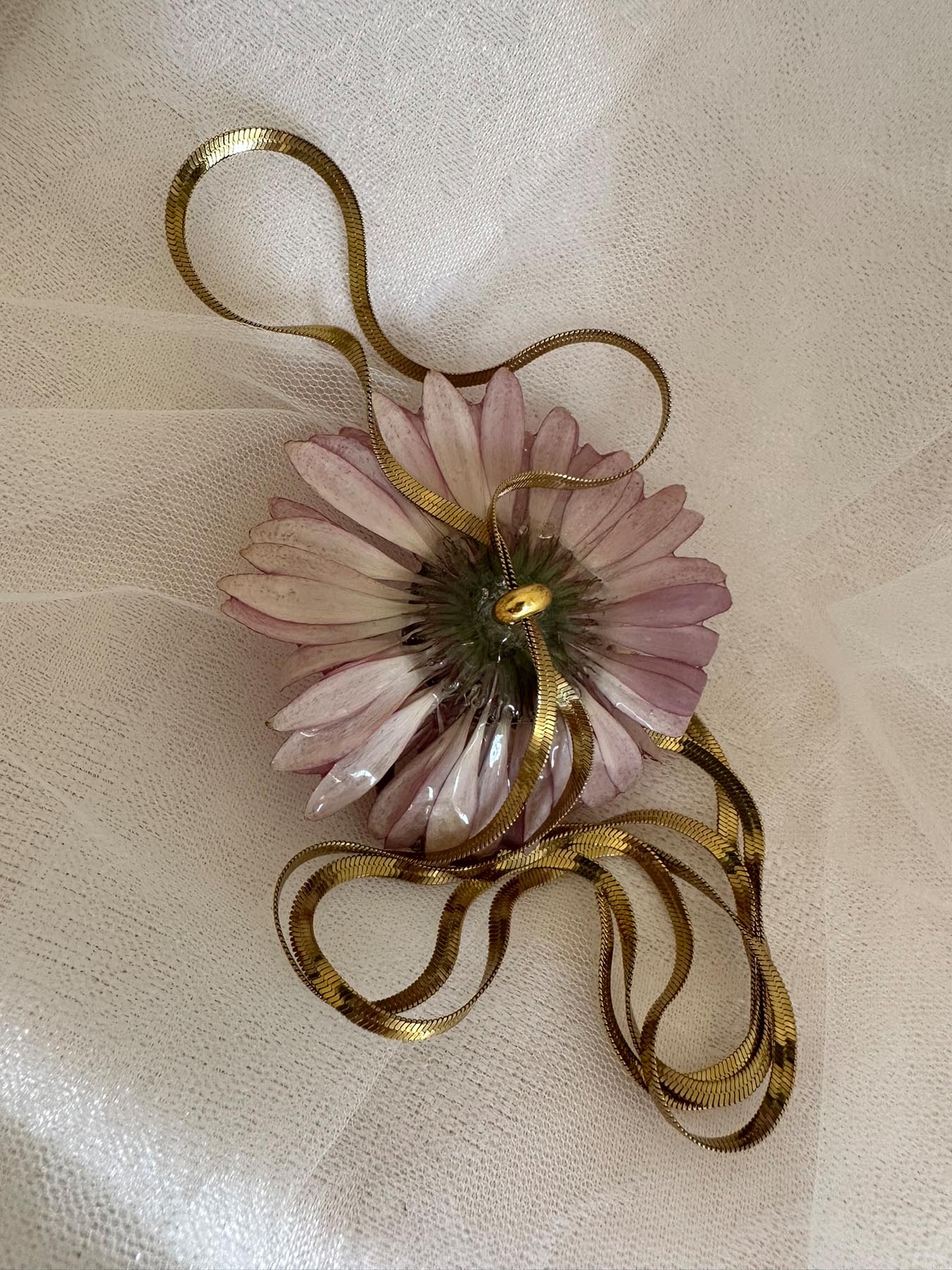 Hot pink gerbera sliding necklace