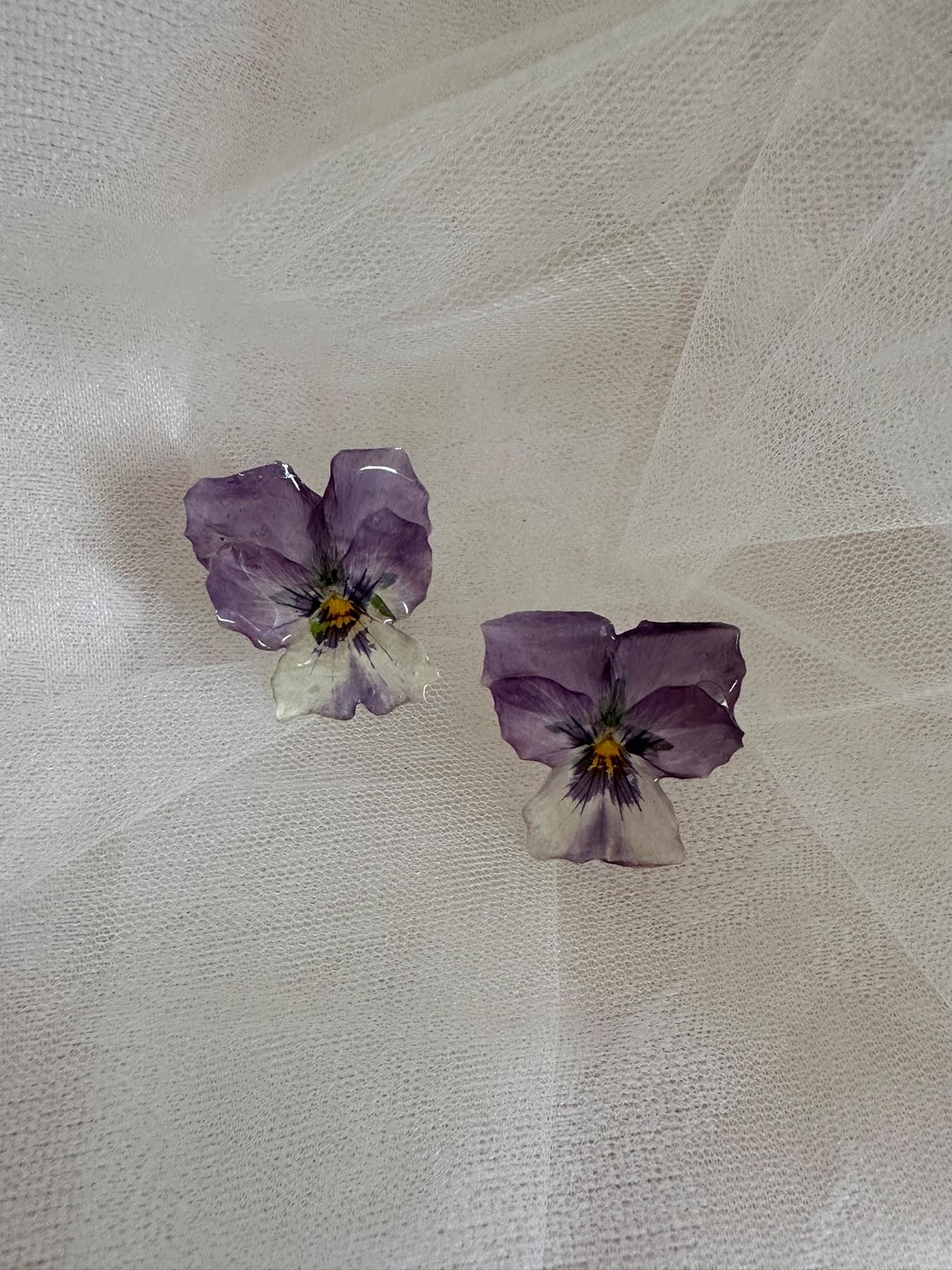 Violet pansy earrings